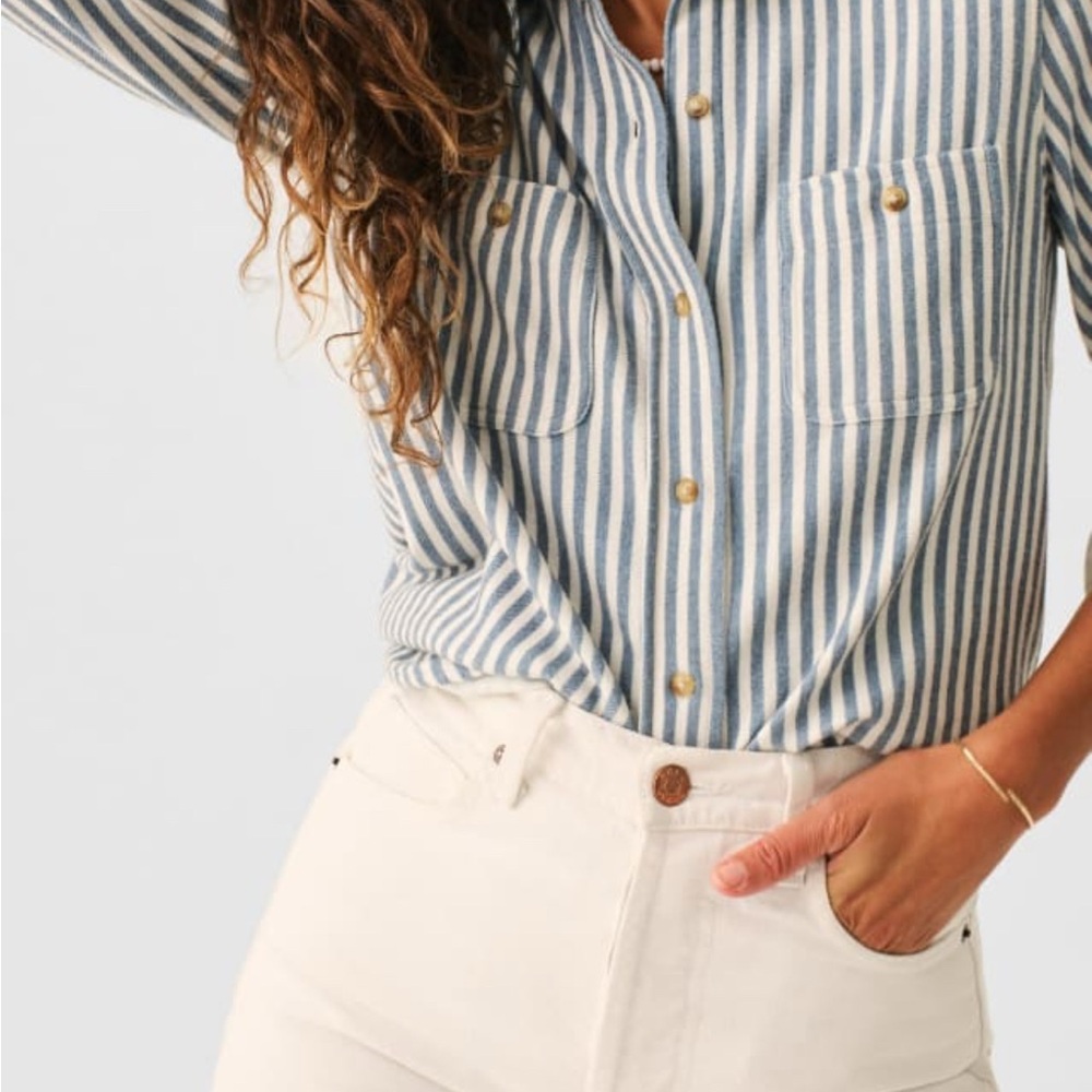 Faherty Blue and White Striped Top